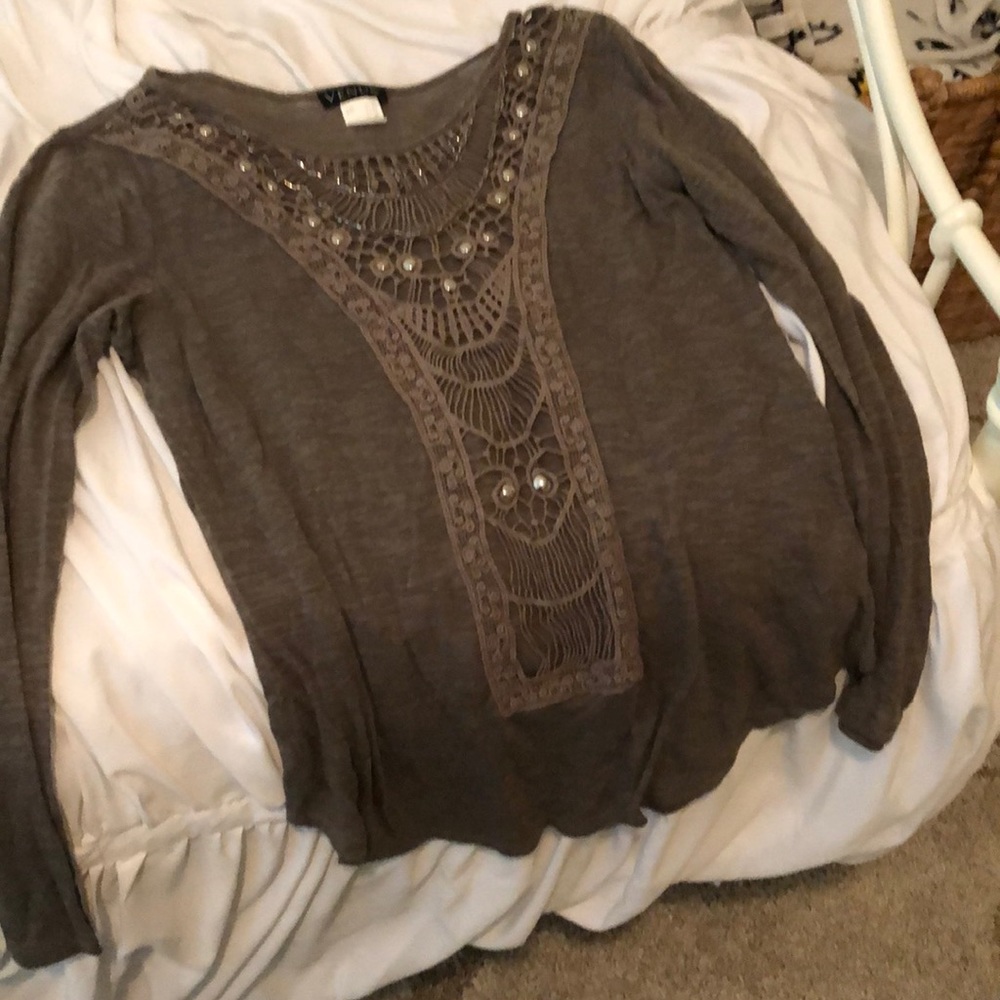Beaded, dark green long sleeve
